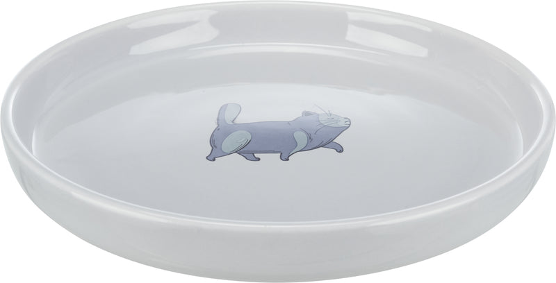 24802 Bowl, flat and wide, cat, ceramic, 0.6 l/Ã‡Ã· 23 cm, grey