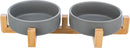 24822 Bowl set, ceramic/wood, 0.3 l/31 x 6 x 16 cm, grey/natural