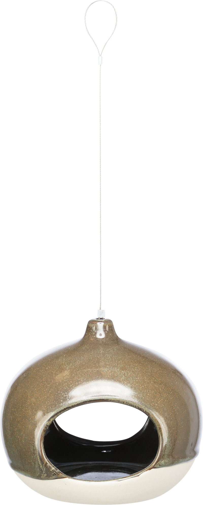 55530 Bird feeding bowl for hanging, ceramic, 12 x 14 x 12 cm, forest