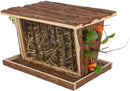 61805 Hay manger with floor & roof, bark wood, 40 x 22 x 30 cm