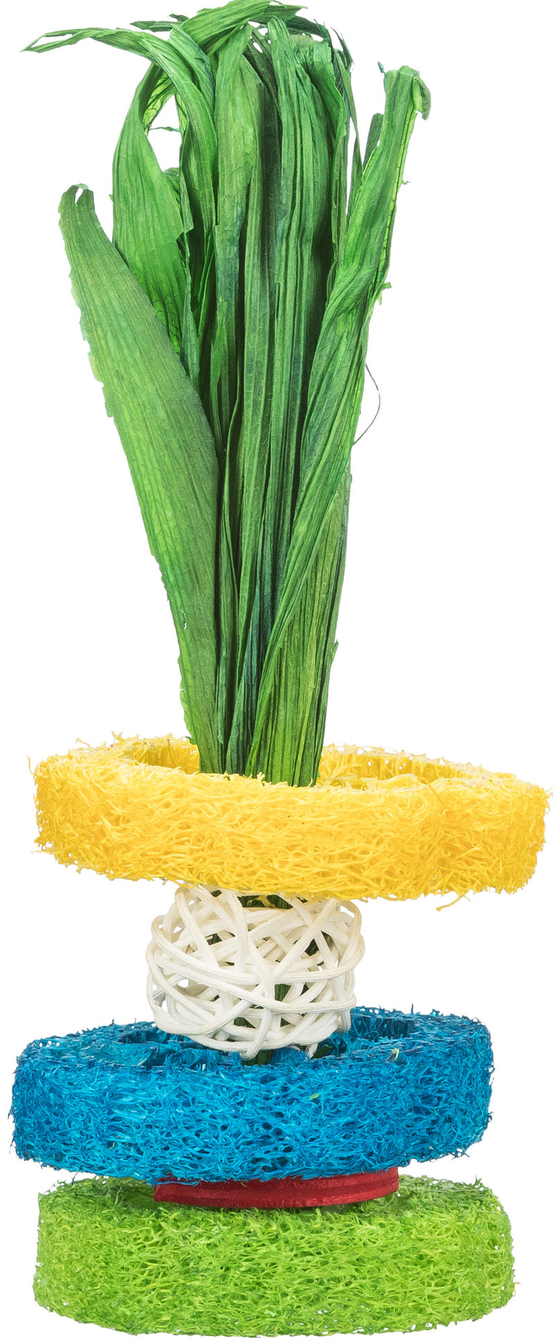 61913 Luffa rings with rattan ball and wooden plate,  6 X 20 cm